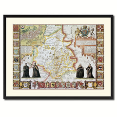 Cambridgeshire Vintage Antique Map Wall Art Home Decor Gift Ideas Canvas Print Custom Picture Frame