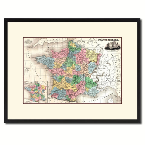 Mideavel France Crusades Vintage Antique Map Wall Art Home Decor Gift Ideas Canvas Print Custom Picture Frame