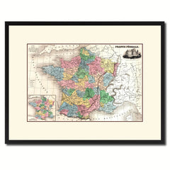 Mideavel France Crusades Vintage Antique Map Wall Art Home Decor Gift Ideas Canvas Print Custom Picture Frame