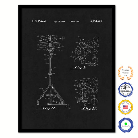 2000 Drummer Hi-Hat Cymbal Old Patent Art Print on Canvas Custom Framed Vintage Home Decor Wall Decoration Great for Gifts