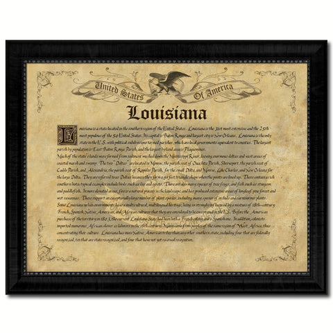Louisiana State Flag Texture Canvas Print with Black Picture Frame Home Decor Man Cave Wall Art Collectible Decoration Artwork Gifts