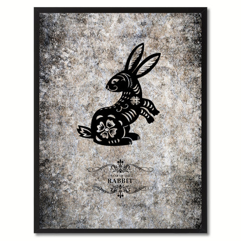 Zodiac Rabbit Horoscope Canvas Print, Black Picture Frame Home Decor Wall Art Gift