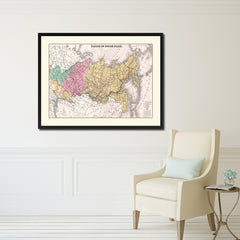 Russia Siberia Vintage Antique Map Wall Art Home Decor Gift Ideas Canvas Print Custom Picture Frame