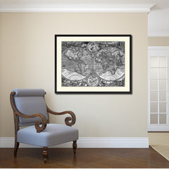 Macro Closeup Vintage B&W Map Canvas Print, Picture Frame Home Decor Wall Art Gift Ideas