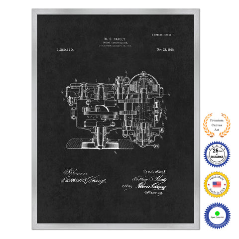 1920 Engine Construction Old Patent Art Print on Canvas Custom Framed Vintage Home Decor Wall Decoration Great for Gifts