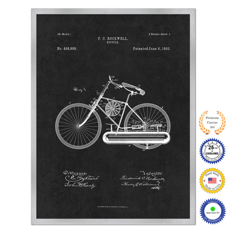 1893 Bicycle Old Patent Art Print on Canvas Custom Framed Vintage Home Decor Wall Decoration Great for Gifts