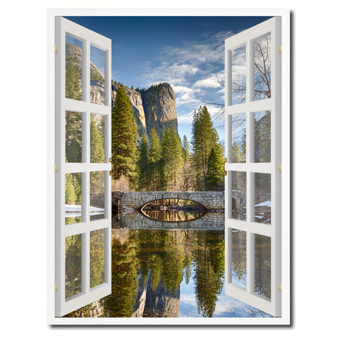 Bridal Veil Falls Yosemite National Park California Picture French Window Canvas Print with Frame Gifts Home Decor Wall Art Collection