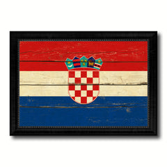 Croatia Country Flag Vintage Canvas Print with Black Picture Frame Home Decor Gifts Wall Art Decoration Artwork