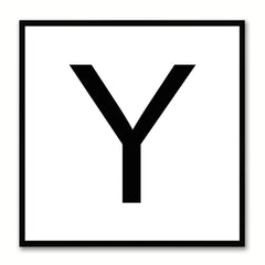 Alphabet Y White Canvas Print Black Frame Kids Bedroom Wall Décor Home Art