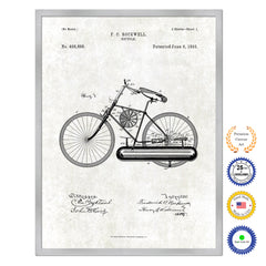 1893 Bicycle Old Patent Art Print on Canvas Custom Framed Vintage Home Decor Wall Decoration Great for Gifts