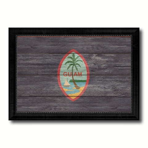 Guam US Territory Texture Flag Canvas Print Black Picture Frame