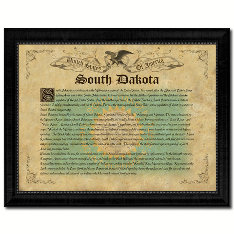 South Dakota Vintage History Flag Canvas Print, Picture Frame Gift Ideas Home Décor Wall Art Decoration
