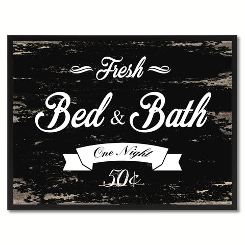 Fresh Bed & Bath Vintage Sign Black Canvas Print Home Decor Wall Art Gifts Picture Frames