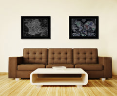 France Vintage Monochrome Map Canvas Print, Gifts Picture Frames Home Decor Wall Art