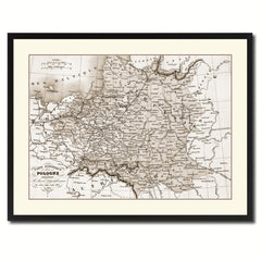 Poland Prussia Germany Vintage Sepia Map Canvas Print, Picture Frame Gifts Home Decor Wall Art Decoration