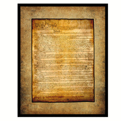 Constitution We The People Canvas Print Home Decor Wall Art, Brown, Black Framed