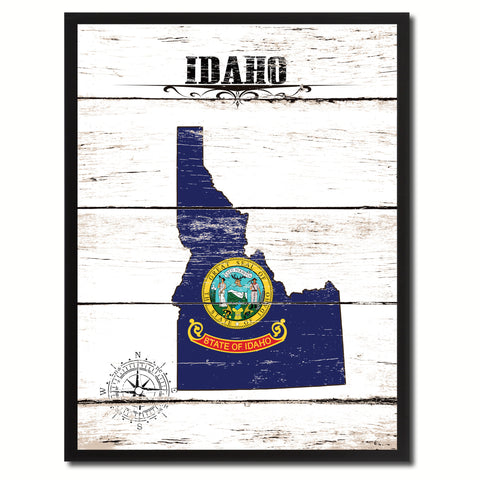 Idaho State Flag Texture Canvas Print with Brown Picture Frame Gifts Home Decor Wall Art Collectible Decoration