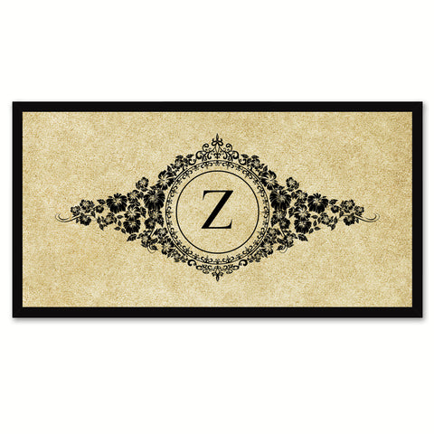 Alphabet Letter Z Brown Canvas Print, Black Custom Frame