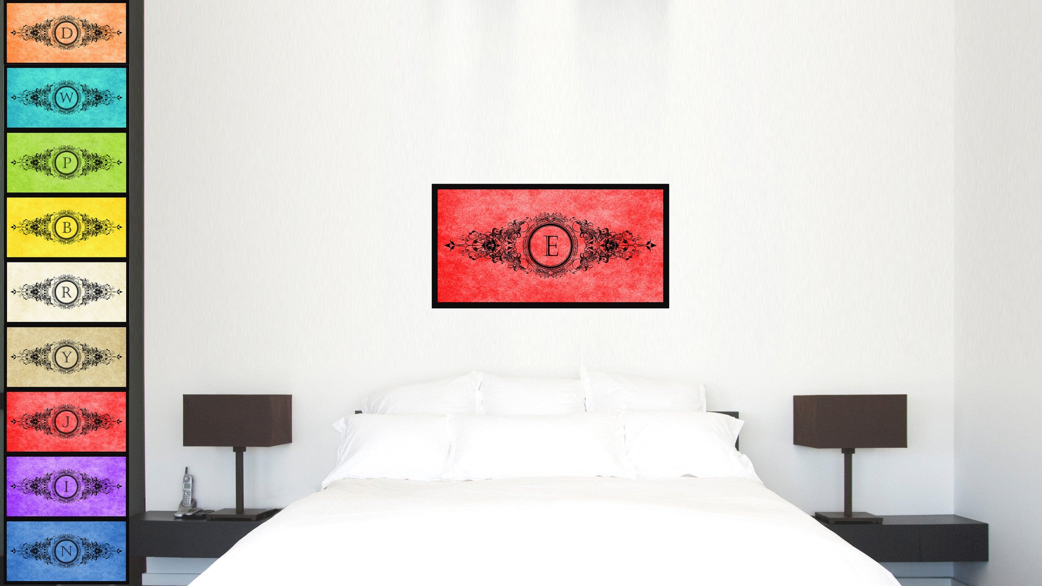 Alphabet Letter E Red Canvas Print Black Frame Kids Bedroom Wall Décor Home Art