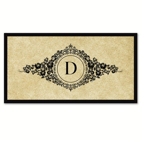 Alphabet Letter D Brown Canvas Print, Black Custom Frame