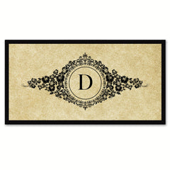 Alphabet Letter D Brown Canvas Print, Black Custom Frame