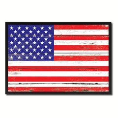 Vintage American Flag United States of America Canvas Print with Picture Frame Home Decor Wall Art Collection Gift Ideas