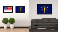 Indiana State Flag Canvas Print with Custom Black Picture Frame Home Decor Wall Art Decoration Gifts
