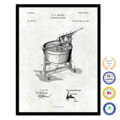 1887 Washing Machine Old Patent Art Print on Canvas Custom Framed Vintage Home Decor Wall Decoration Great for Gifts