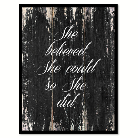 She believed she could so she did Motivational Quote Saying Canvas Print with Picture Frame Home Decor Wall Art