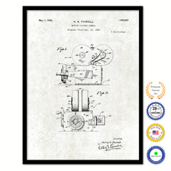 1934 Fairall Motion Picture Camera Old Patent Art Print on Canvas Custom Framed Vintage Home Decor Wall Decoration Great for Gifts