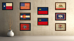 Liechtenstein Country Flag Vintage Canvas Print with Brown Picture Frame Home Decor Gifts Wall Art Decoration Artwork