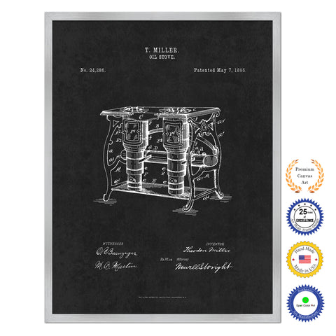1895 Oil Stove Old Patent Art Print on Canvas Custom Framed Vintage Home Decor Wall Decoration Great for Gifts