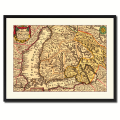 Finland Centuries Vintage Antique Map Wall Art Home Decor Gift Ideas Canvas Print Custom Picture Frame
