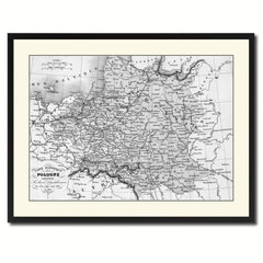 Poland Prussia Germany Vintage B&W Map Canvas Print, Picture Frame Home Decor Wall Art Gift Ideas