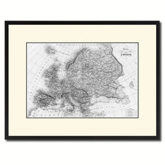 Europe Vintage B&W Map Canvas Print, Picture Frame Home Decor Wall Art Gift Ideas