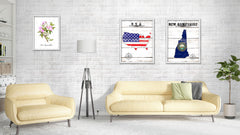 New Hampshire Flag Gifts Home Decor Wall Art Canvas Print with Custom Picture Frame