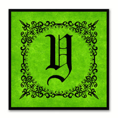 Alphabet Y Green Canvas Print Black Frame Kids Bedroom Wall Décor Home Art