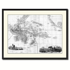 Oceania Australia New Zealand Vintage B&W Map Canvas Print, Picture Frame Home Decor Wall Art Gift Ideas
