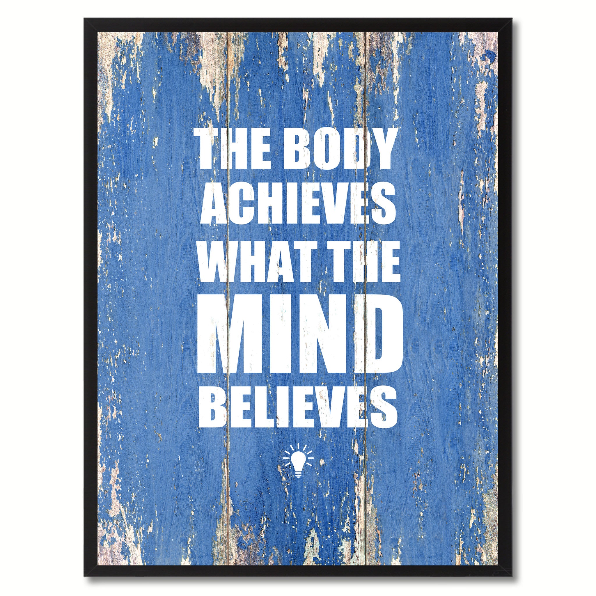 The Body Achieves What The Mind Believes Saying Canvas Print, Black Picture Frame Home Decor Wall Art Gifts