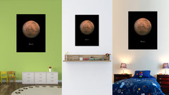 Mars Print on Canvas Planets of Solar System Black Custom Framed Art Home Decor Wall Office Decoration