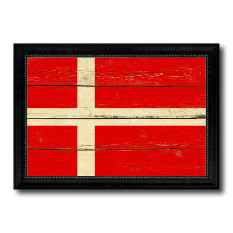 Denmark Country Flag Vintage Canvas Print with Black Picture Frame Home Decor Gifts Wall Art Decoration Artwork