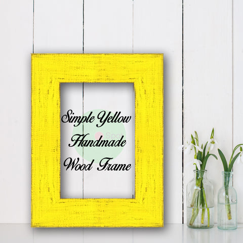 Simple Yellow Shabby Chic Home Decor Custom Frame Great for Farmhouse Vintage Rustic Wood Picture Frame