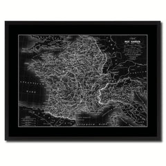 France Vintage Monochrome Map Canvas Print, Gifts Picture Frames Home Decor Wall Art