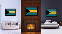Bahama Country Flag Vintage Canvas Print with Black Picture Frame Home Decor Gifts Wall Art Decoration Artwork