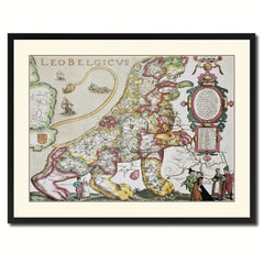 Leo Belgicvs Vintage Antique Map Wall Art Home Decor Gift Ideas Canvas Print Custom Picture Frame