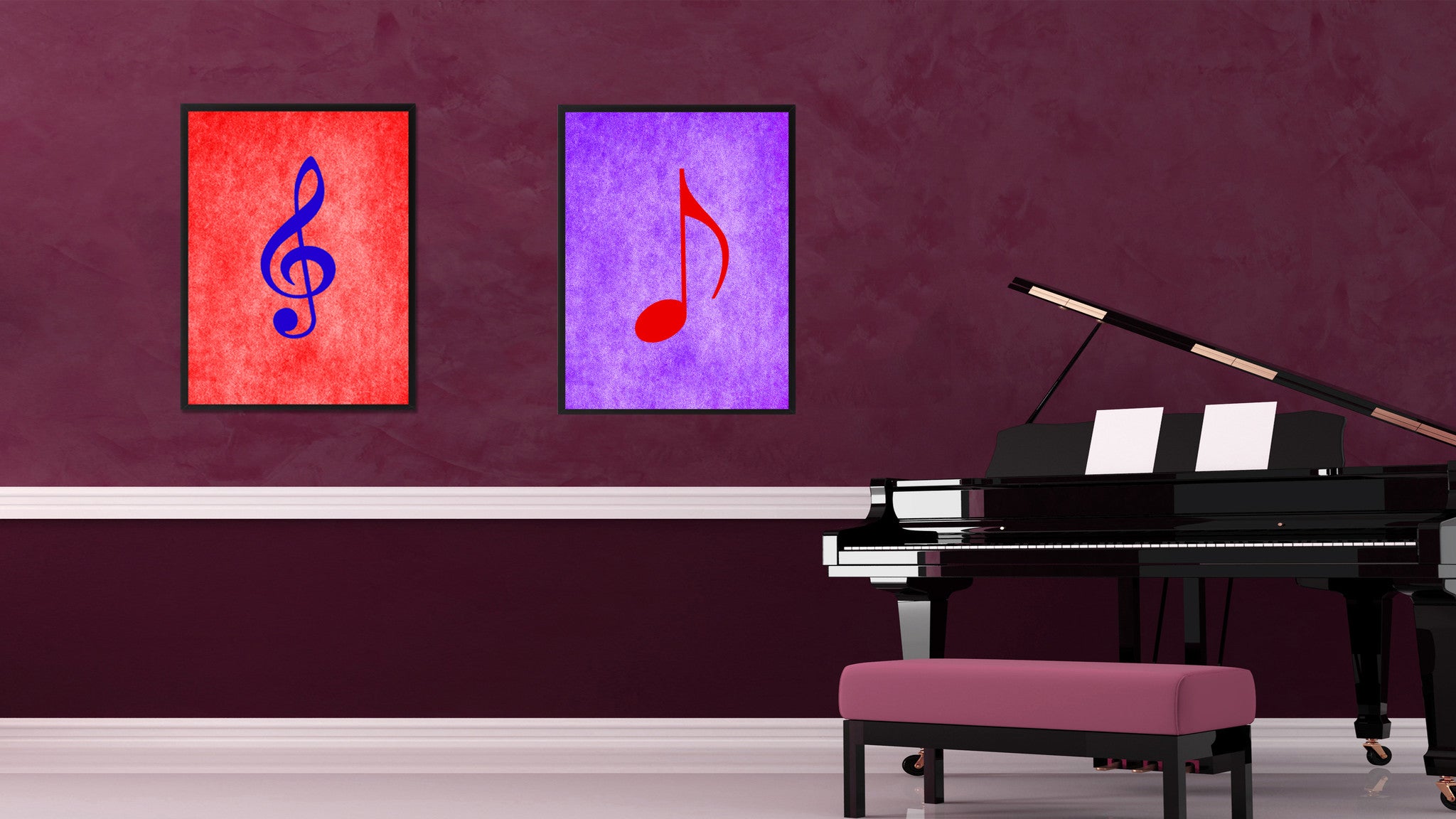 Quaver Music Purple Canvas Print Pictures Frames Office Home Décor Wall Art Gifts