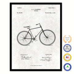 1894 Bicycle Old Patent Art Print on Canvas Custom Framed Vintage Home Decor Wall Decoration Great for Gifts