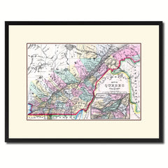 Quebec Montreal Vintage Antique Map Wall Art Home Decor Gift Ideas Canvas Print Custom Picture Frame