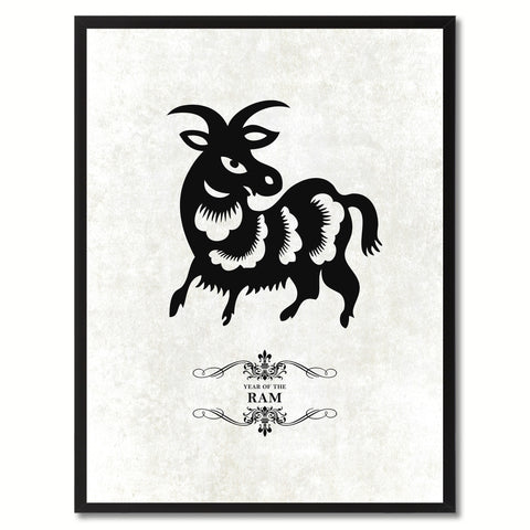 Zodiac Ram Horoscope Canvas Print, Black Picture Frame Home Decor Wall Art Gift