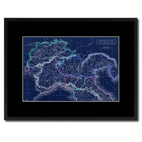 Northern Italy Vintage Vivid Color Map Canvas Print, Picture Frame Home Decor Wall Art Office Decoration Gift Ideas
